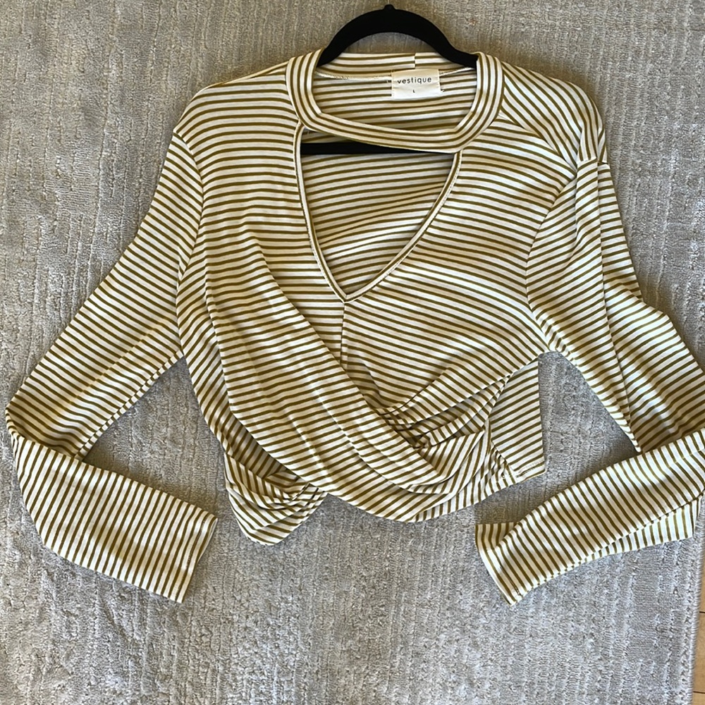 Vestique striped wrap crop top